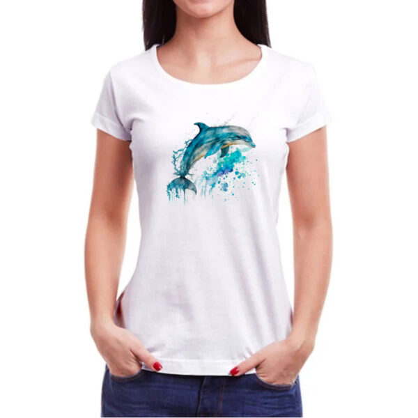 Camiseta Baby Look Golphinho aquarela 02 - Imagem 3