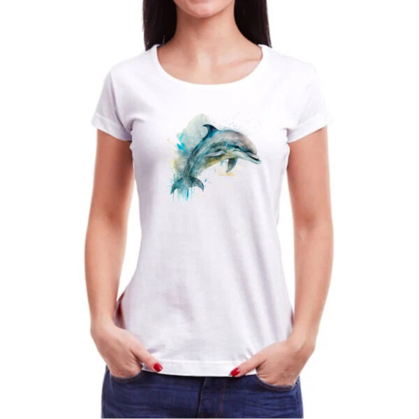 Camiseta Baby Look Golphinho aquarela 04 - Imagem 3