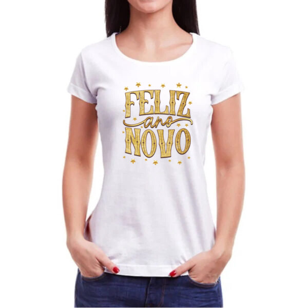 Camiseta Baby Look Ano Novo Feliz Estrelas - Imagem 3