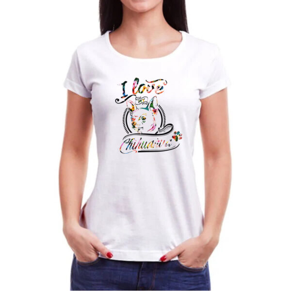 Camiseta Baby Look I love my Chihuahua - Imagem 3