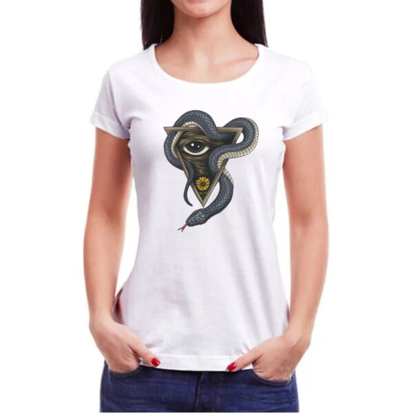 Camiseta Baby Look Illuminati olho e serpente - Imagem 3