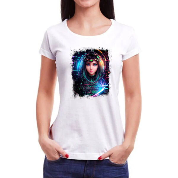 Camiseta Baby Look Inteligengia Artificial Mulher Holografica - Imagem 3