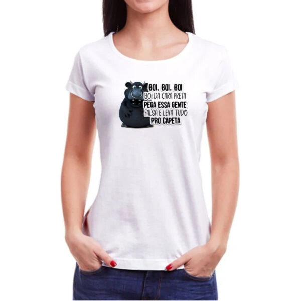 Camiseta Baby Look Ironico Boi da cara preta pega gente falsa - Imagem 3