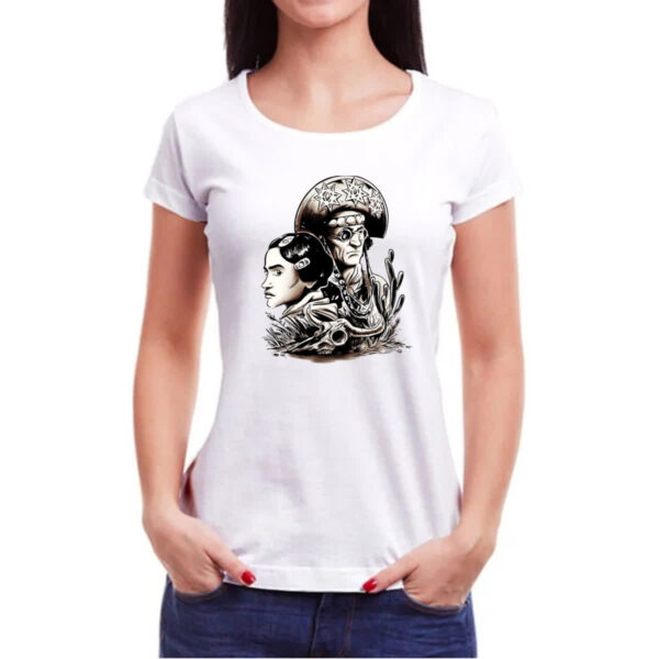 Camiseta Baby Look Lampiao e Maria Bonita Desenho Grafite - Imagem 3