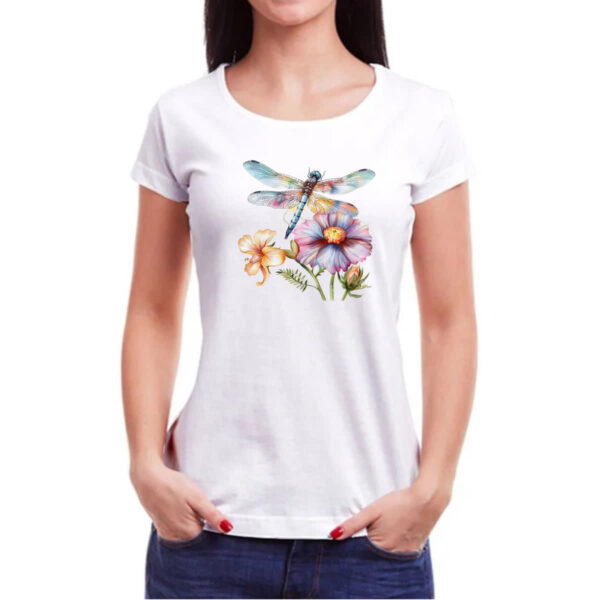 Camiseta Baby Look Libelula na flor - Imagem 3