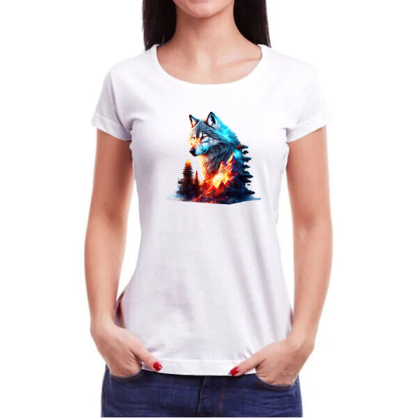 Camiseta Baby Look Lobo brilhante terreno rochoso - Imagem 3