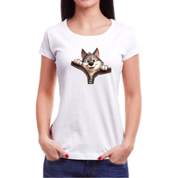 Camiseta Baby Look Lobo no ziper - Imagem 3