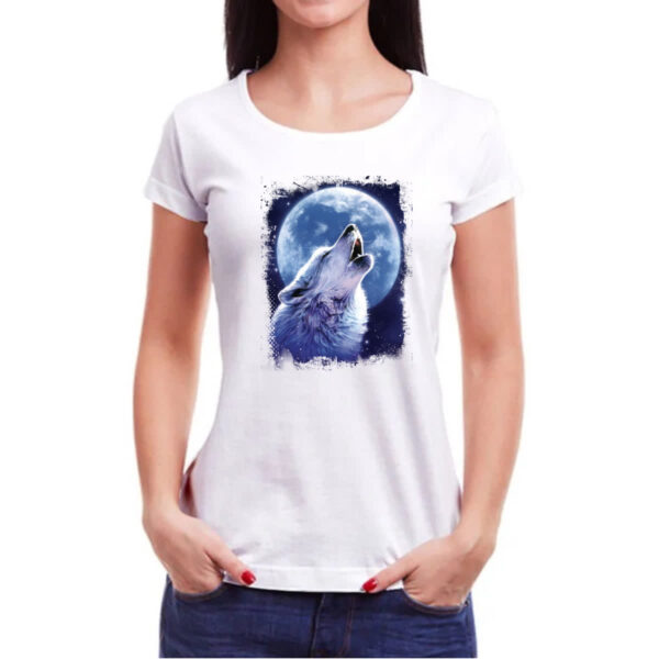 Camiseta Baby Look Lobo uivando ao luar - Imagem 3
