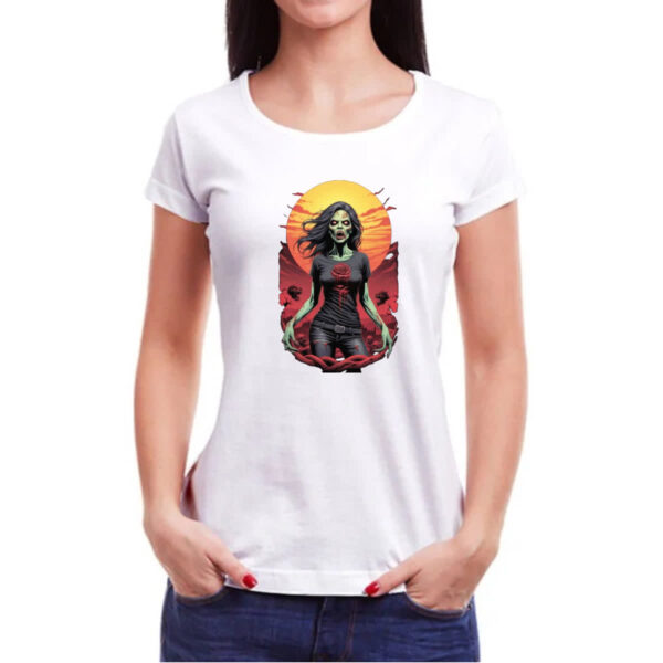 Camiseta Baby Look Mulher Zumbi Sunset Art - Imagem 3