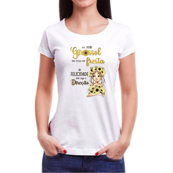 Camiseta Baby Look Mulher feita girassol felicidade - Imagem 3
