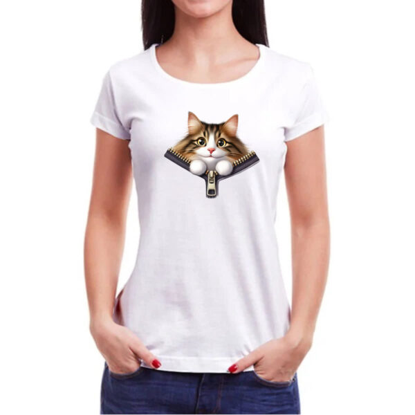 Camiseta Baby Look Maine Coon no ziper - Imagem 3