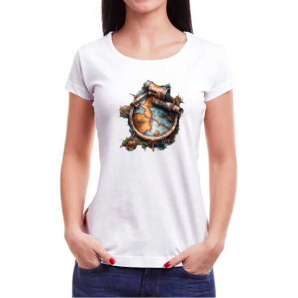 Camiseta Baby Look Mapa antigo nautica vintage - Imagem 3