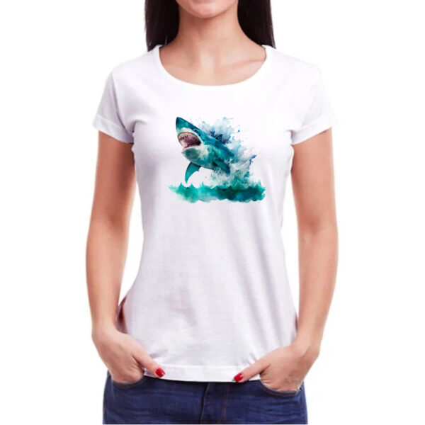 Camiseta Baby Look Megalodonte aquarela 1 - Imagem 3