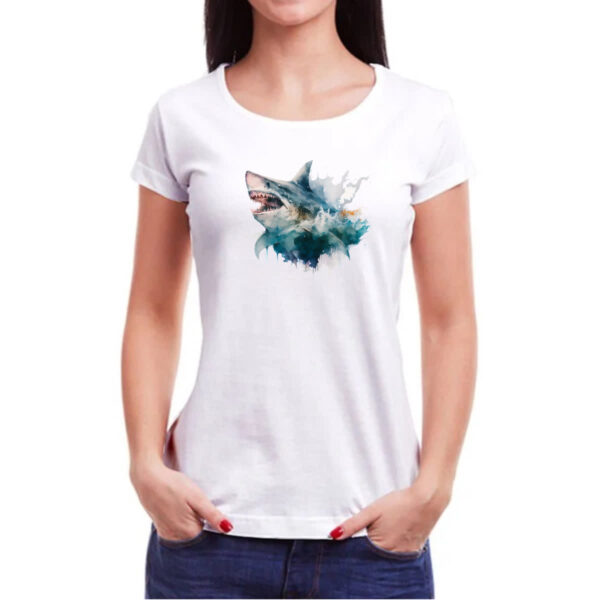 Camiseta Baby Look Megalodonte aquarela 2 - Imagem 3