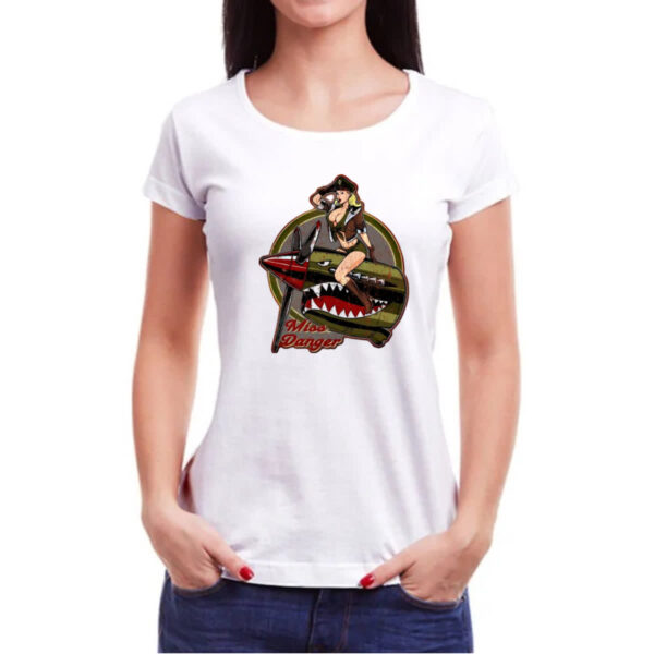 Camiseta Baby Look Miss Danger Vintage - Imagem 3