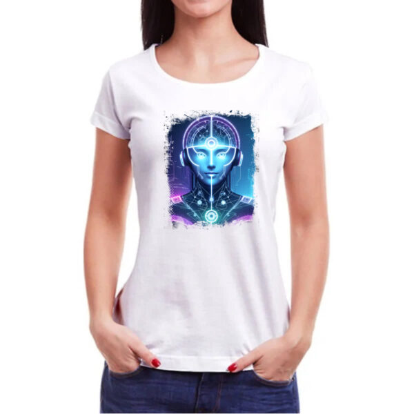 Camiseta Baby Look Mulher Cerebro IA - Imagem 3