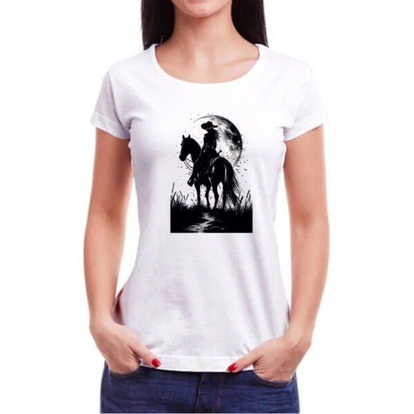 Camiseta Baby Look Mulher cowgirl sunset PB - Imagem 3