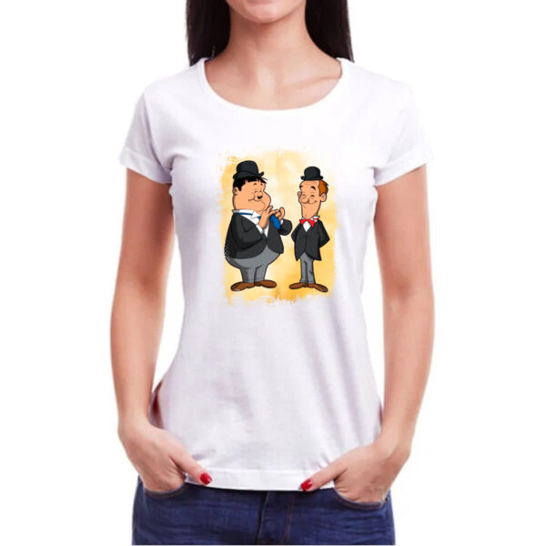 Camiseta Baby Look Nostalgia O Gordo e o Magro Cartoon - Imagem 3