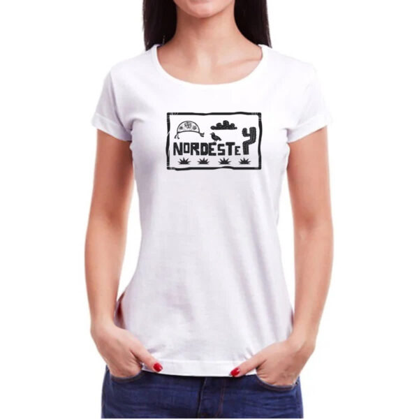 Camiseta Baby Look Nordeste Placa Xilografia Elementos - Imagem 3
