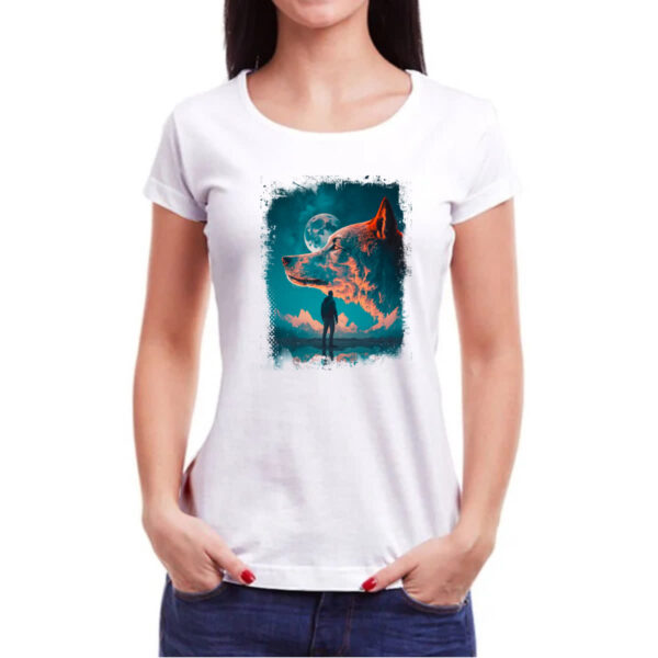 Camiseta Baby Look Nuvens em forma de lobo - Imagem 3