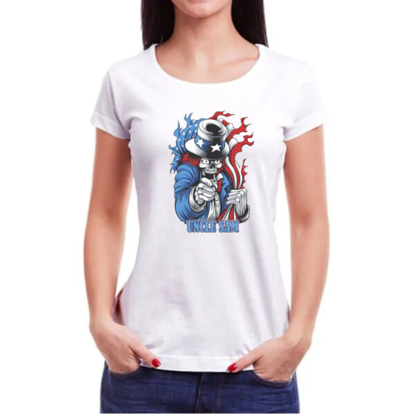 Camiseta Baby Look Uncle Sam Skull - Imagem 3