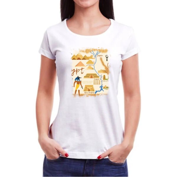 Camiseta Baby Look Anubis Mapa do Egito - Imagem 3