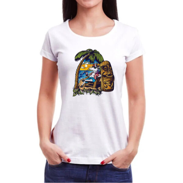 Camiseta Baby Look Unicornio relaxando de ferias - Imagem 3