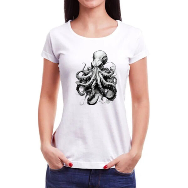 Camiseta Baby Look Octopus desenho tatoo style - Imagem 3