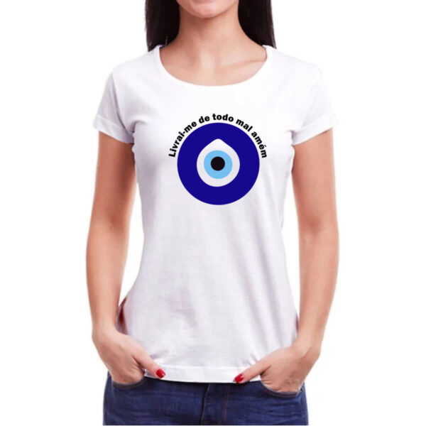 Camiseta Baby Look Olho grego livrai-me do mal - Imagem 3