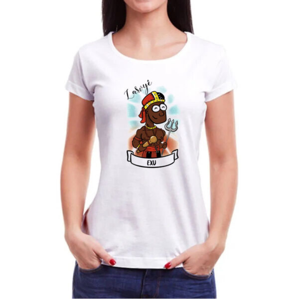 Camiseta Baby Look Orixas Cartoon Exu Laroye - Imagem 3
