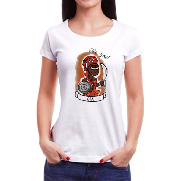 Camiseta Baby Look Orixas Cartoon Oba sire - Imagem 3