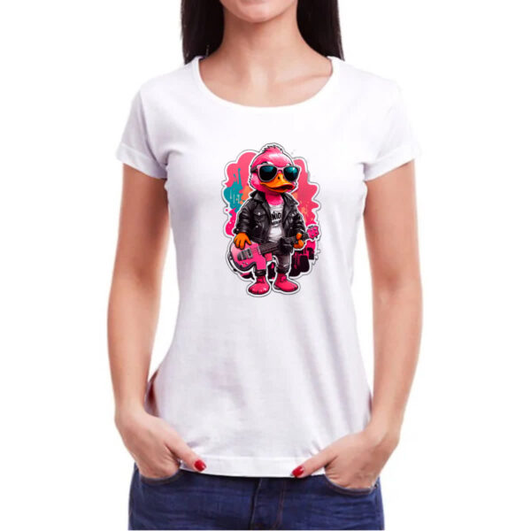 Camiseta Baby Look Patinho Pink Guitarrista Rock - Imagem 3