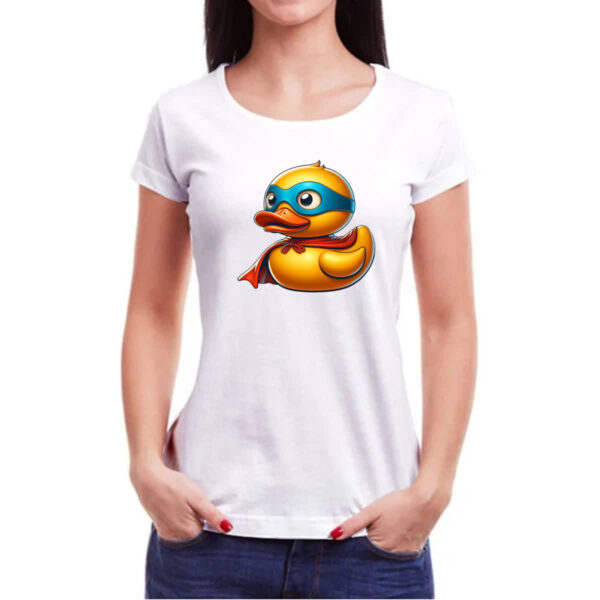 Camiseta Baby Look Patinho de borracha Super Heroi - Imagem 3