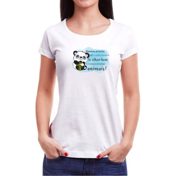 Camiseta Baby Look Panda algumas pessoas sao nuvens - Imagem 3