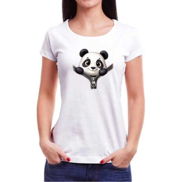 Camiseta Baby Look Panda no ziper - Imagem 3