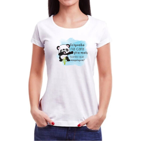 Camiseta Baby Look Panda vergonha na cara - Imagem 3