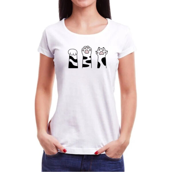 Camiseta Baby Look Pedra Papel Tesoura gato malhado - Imagem 3