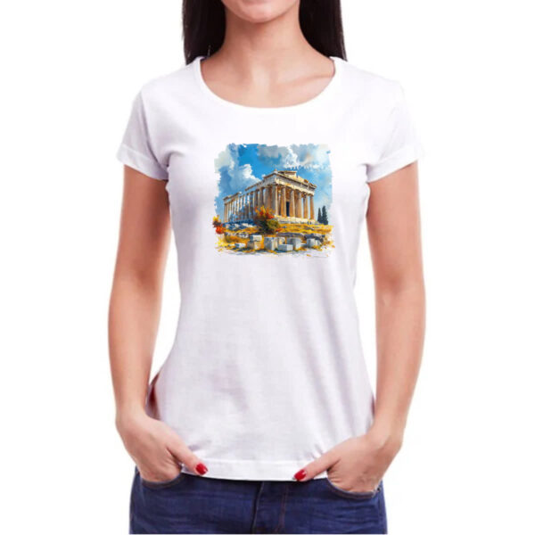 Camiseta Baby Look Partenon watercolor - Imagem 3
