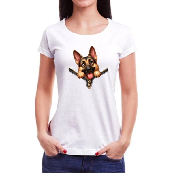 Camiseta Baby Look Pastor Alemao no Ziper - Imagem 3