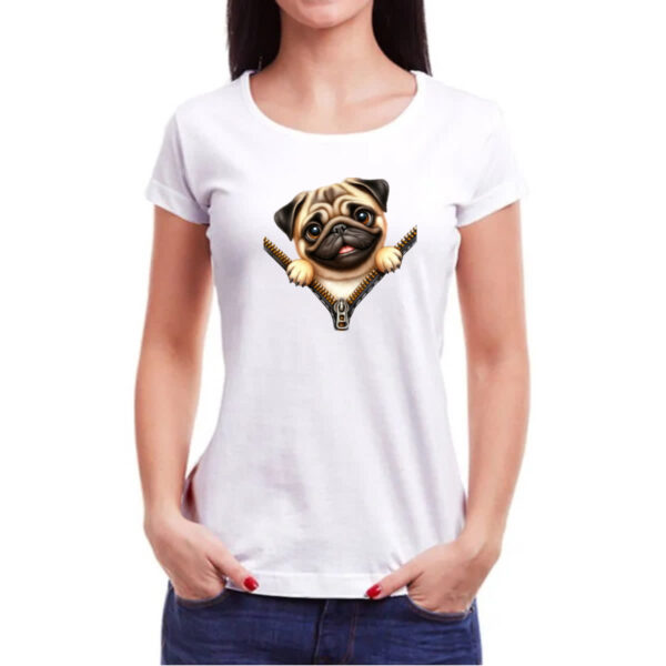 Camiseta Baby Look Pug no Ziper - Imagem 3