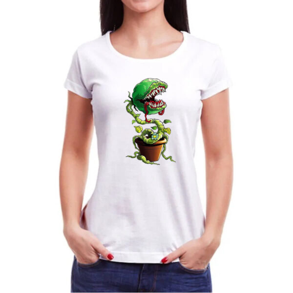 Camiseta Baby Look Planta carnivora no vaso - Imagem 3