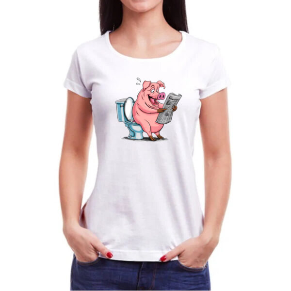 Camiseta Baby Look Porco na sala de forca - Imagem 3