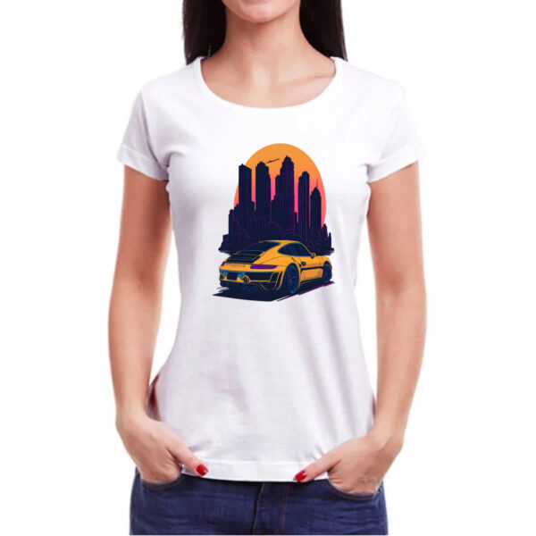 Camiseta Baby Look Porsche Amarelo Sunset - Imagem 3