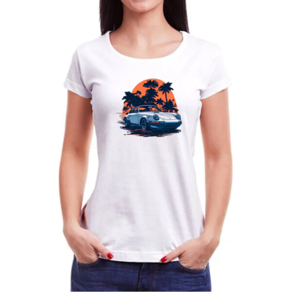 Camiseta Baby Look Porsche Branco Sunset - Imagem 3