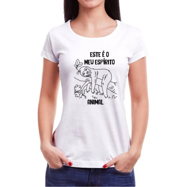 Camiseta Baby Look Preguica Este e o meu espirito animal - Imagem 3
