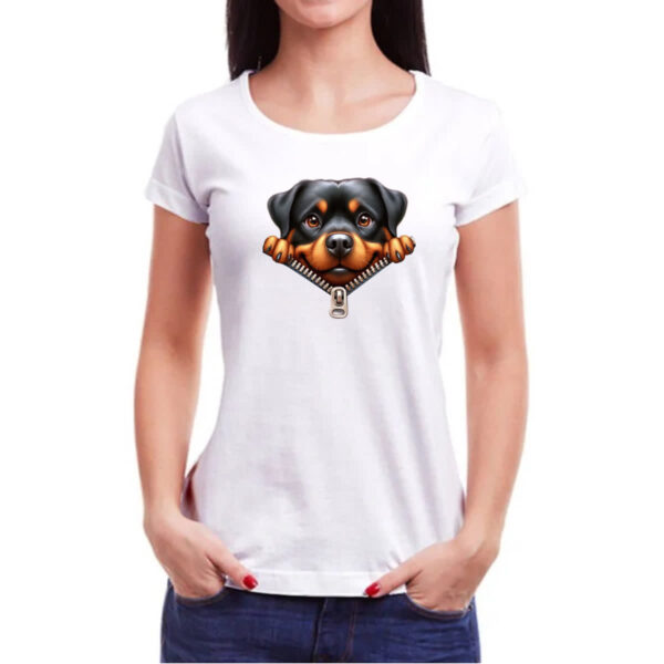 Camiseta Baby Look Rottweiler no Ziper - Imagem 3