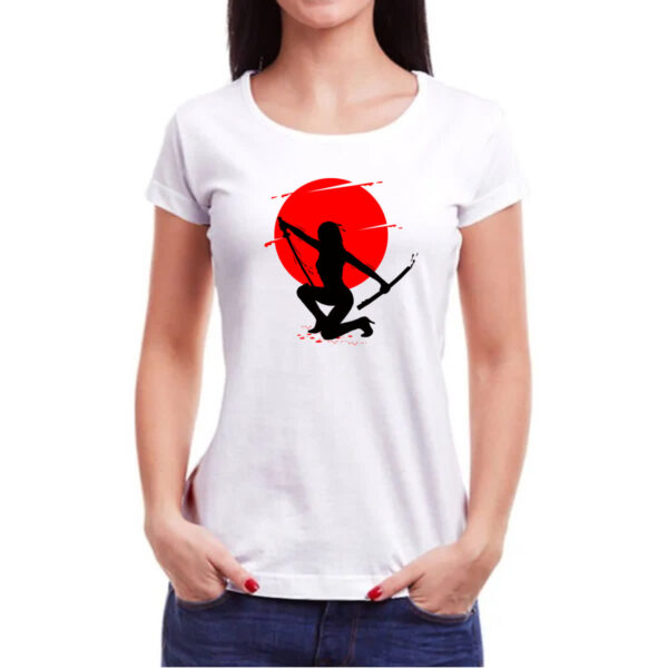 Camiseta Baby Look Samurai girl silhueta - Imagem 3