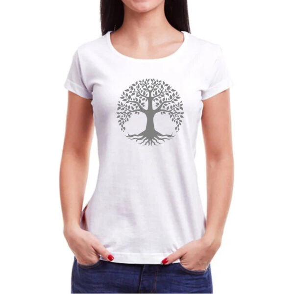 Camiseta Baby Look Arvore da vida cinza - Imagem 3