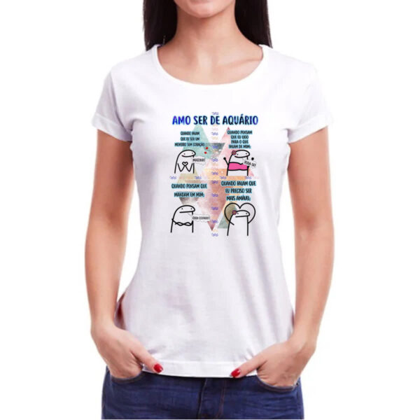 Camiseta Baby Look Signo Amo ser de Aquario - Imagem 3