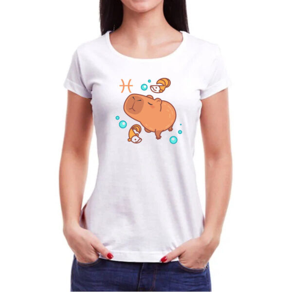 Camiseta Baby Look Signo Capivara Peixes - Imagem 3